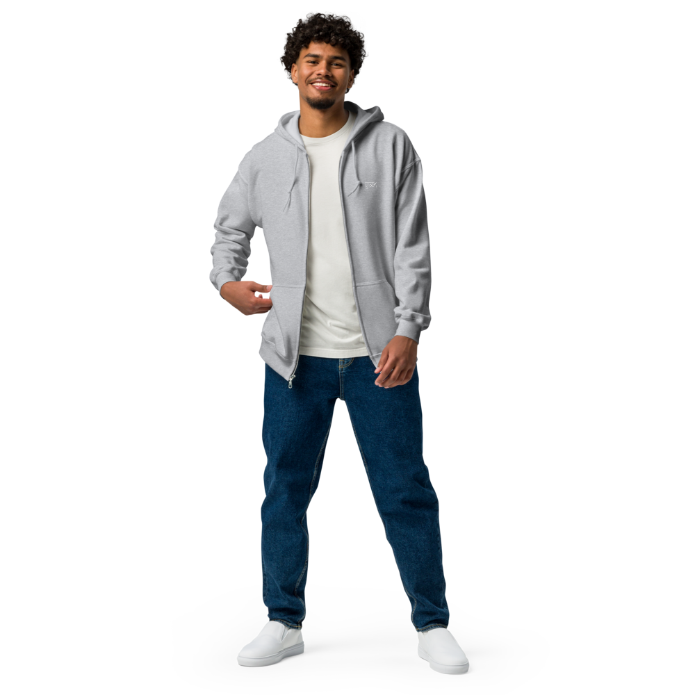 Grey zip up front